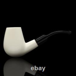 Smooth Bent Egg Pipe BLOCK MEERSCHAUM-NEW-HAND CARVED W Case&Tamper #1108