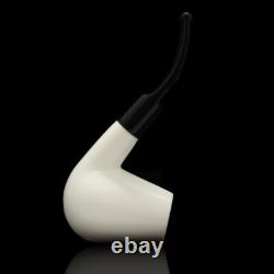 Smooth Bent Egg Pipe BLOCK MEERSCHAUM-NEW-HAND CARVED W Case&Tamper #1108