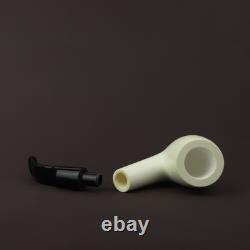 Smooth Bent Pipe 9 MM Filter BLOCK MEERSCHAUM-NEW-HANDCARVED Case#1182 W Tamper