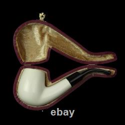 Smooth Bent Pipe 9 MM Filter BLOCK MEERSCHAUM-NEW-HANDCARVED Case#1182 W Tamper
