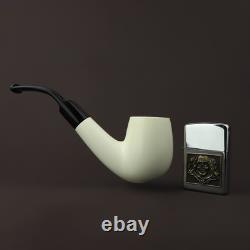 Smooth Bent Pipe 9 MM Filter BLOCK MEERSCHAUM-NEW-HANDCARVED Case#1182 W Tamper