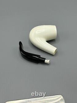 Smooth Bent Pipe 9 MM Filter BLOCK MEERSCHAUM-NEW-HANDCARVED Case#201 W Tamper