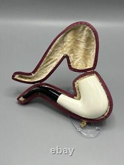 Smooth Bent Pipe 9 MM Filter BLOCK MEERSCHAUM-NEW-HANDCARVED Case#201 W Tamper