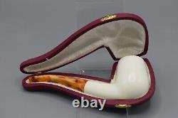 Smooth Bent Pipe new-block Meerschaum Handmade Custom Case#1835