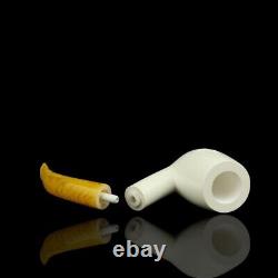 Smooth Bent Pipe new-block Meerschaum Handmade Custom Case#571