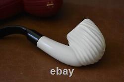 Smooth Bent Swirl Pipe BLOCK MEERSCHAUM-NEW-HAND CARVED Custom Made Case#696