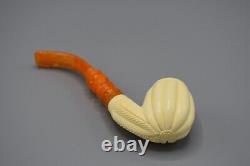 Smooth Bent Swirl Pipe BLOCK MEERSCHAUM-NEW-HAND CARVED Custom Made Case#735