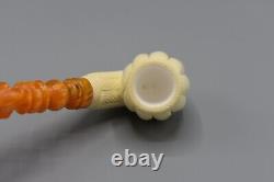 Smooth Bent Swirl Pipe BLOCK MEERSCHAUM-NEW-HAND CARVED Custom Made Case#735