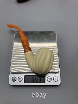 Smooth Bent Swirl Pipe BLOCK MEERSCHAUM-NEW-HAND CARVED Custom Made Case#735