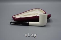 Smooth Billiard Pipe & Tamper BLOCK MEERSCHAUM-NEW-HAND CARVED Case#516