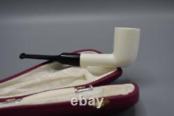 Smooth Billiard Pipe & Tamper BLOCK MEERSCHAUM-NEW-HAND CARVED Case#516