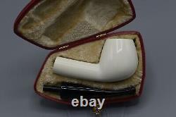 Smooth Brandy Pipe New block Meerschaum Handmade Fitted Army Pocket Case#974