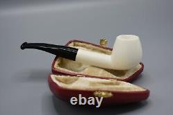 Smooth Brandy Pipe New block Meerschaum Handmade Fitted Army Pocket Case#974