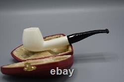 Smooth Brandy Pipe New block Meerschaum Handmade Fitted Army Pocket Case#974