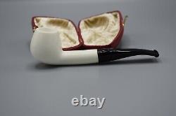 Smooth Brandy Pipe New block Meerschaum Handmade Fitted Army Pocket Case#974