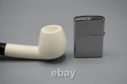 Smooth Brandy Pipe New block Meerschaum Handmade Fitted Army Pocket Case#974