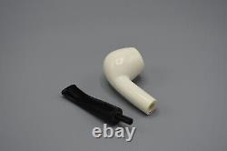 Smooth Brandy Pipe New block Meerschaum Handmade Fitted Army Pocket Case#974