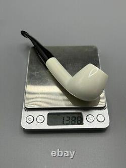 Smooth Brandy Pipe New block Meerschaum Handmade Fitted Army Pocket Case#974