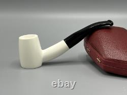 Smooth Cherrywood Pipe New block Meerschaum Handmade Army Pocket Case#1284
