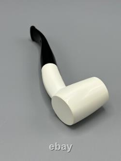 Smooth Cherrywood Pipe New block Meerschaum Handmade Army Pocket Case#1284