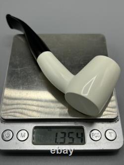 Smooth Cherrywood Pipe New block Meerschaum Handmade Army Pocket Case#1284