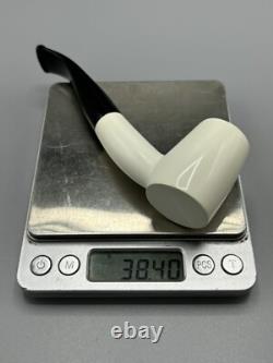 Smooth Cherrywood Pipe New block Meerschaum Handmade Army Pocket Case#1284