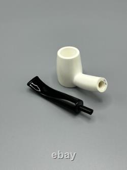 Smooth Cherrywood Pipe New block Meerschaum Handmade Army Pocket Case#1284