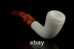 Smooth Colonial Horn Pipe By EGE New Block Meerschaum Handmade W Case#1509
