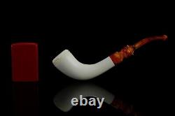 Smooth Colonial Horn Pipe By EGE New Block Meerschaum Handmade W Case#1509