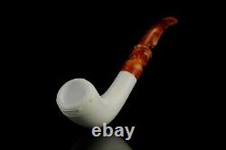 Smooth Colonial Horn Pipe By EGE New Block Meerschaum Handmade W Case#1509