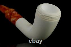 Smooth Colonial Horn Pipe By EGE New Block Meerschaum Handmade W Case#1509