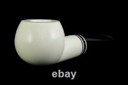 Smooth Fat Pot Pipe BLOCK MEERSCHAUM-NEW-HAND CARVED W Case#854