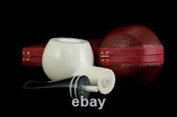 Smooth Fat Pot Pipe BLOCK MEERSCHAUM-NEW-HAND CARVED W Case#854