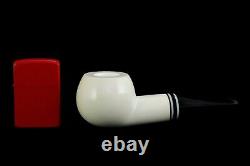 Smooth Fat Pot Pipe BLOCK MEERSCHAUM-NEW-HAND CARVED W Case#854