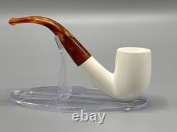 Smooth Finish Bent Pipe new-block Meerschaum Handmade With Case#1827