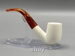 Smooth Finish Bent Pipe new-block Meerschaum Handmade With Case#1827