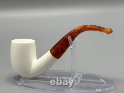 Smooth Finish Bent Pipe new-block Meerschaum Handmade With Case#1827