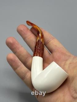 Smooth Finish Bent Pipe new-block Meerschaum Handmade With Case#1827