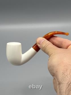 Smooth Finish Bent Pipe new-block Meerschaum Handmade With Case#1827