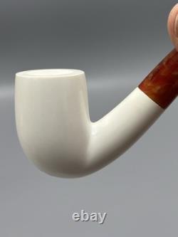 Smooth Finish Bent Pipe new-block Meerschaum Handmade With Case#1827