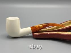 Smooth Finish Bent Pipe new-block Meerschaum Handmade With Case#599