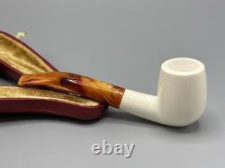 Smooth Finish Bent Pipe new-block Meerschaum Handmade With Case#599