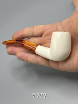 Smooth Finish Bent Pipe new-block Meerschaum Handmade With Case#599