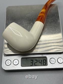 Smooth Finish Bent Pipe new-block Meerschaum Handmade With Case#599