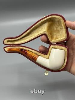 Smooth Finish Bent Pipe new-block Meerschaum Handmade With Case#599