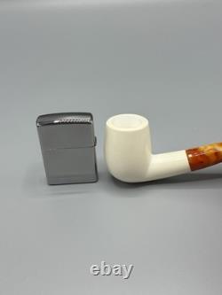 Smooth Finish Bent Pipe new-block Meerschaum Handmade With Case#599