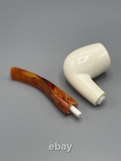 Smooth Finish Bent Pipe new-block Meerschaum Handmade With Case#599