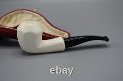 Smooth Finish Panel Pipe BLOCK MEERSCHAUM-NEW-HAND CARVED W Case#525