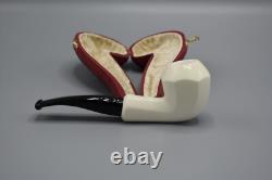 Smooth Finish Panel Pipe BLOCK MEERSCHAUM-NEW-HAND CARVED W Case#525