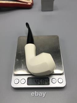 Smooth Finish Panel Pipe BLOCK MEERSCHAUM-NEW-HAND CARVED W Case#525